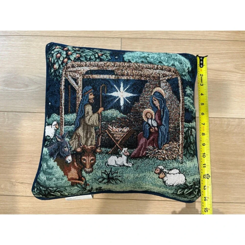 Innovative Design Group Christmas Nativity Tapestry Throw Pillow 17x17 Holiday D
